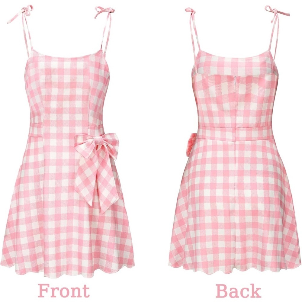 Barbie Costume Dress Pink Plaid Halloween Costume Princess Movie Cosplay NWOT